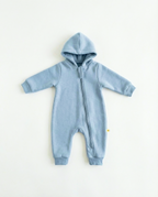 Baby Hooded Zip Romper — Baby Blue