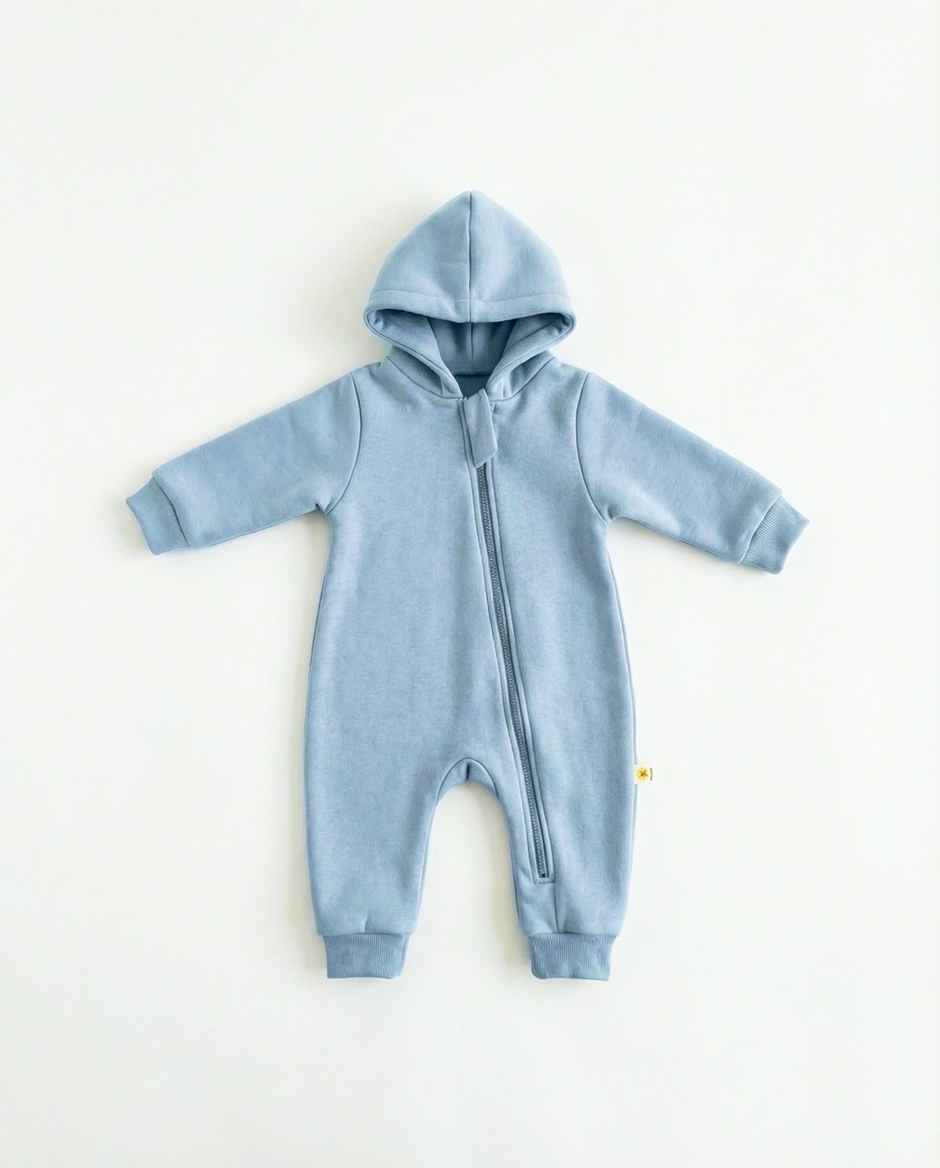 Baby Hooded Zip Romper — Baby Blue