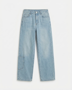 Girls Wide-Leg Utility Jeans — Light Wash