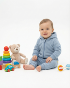 Baby Hooded Zip Romper — Baby Blue