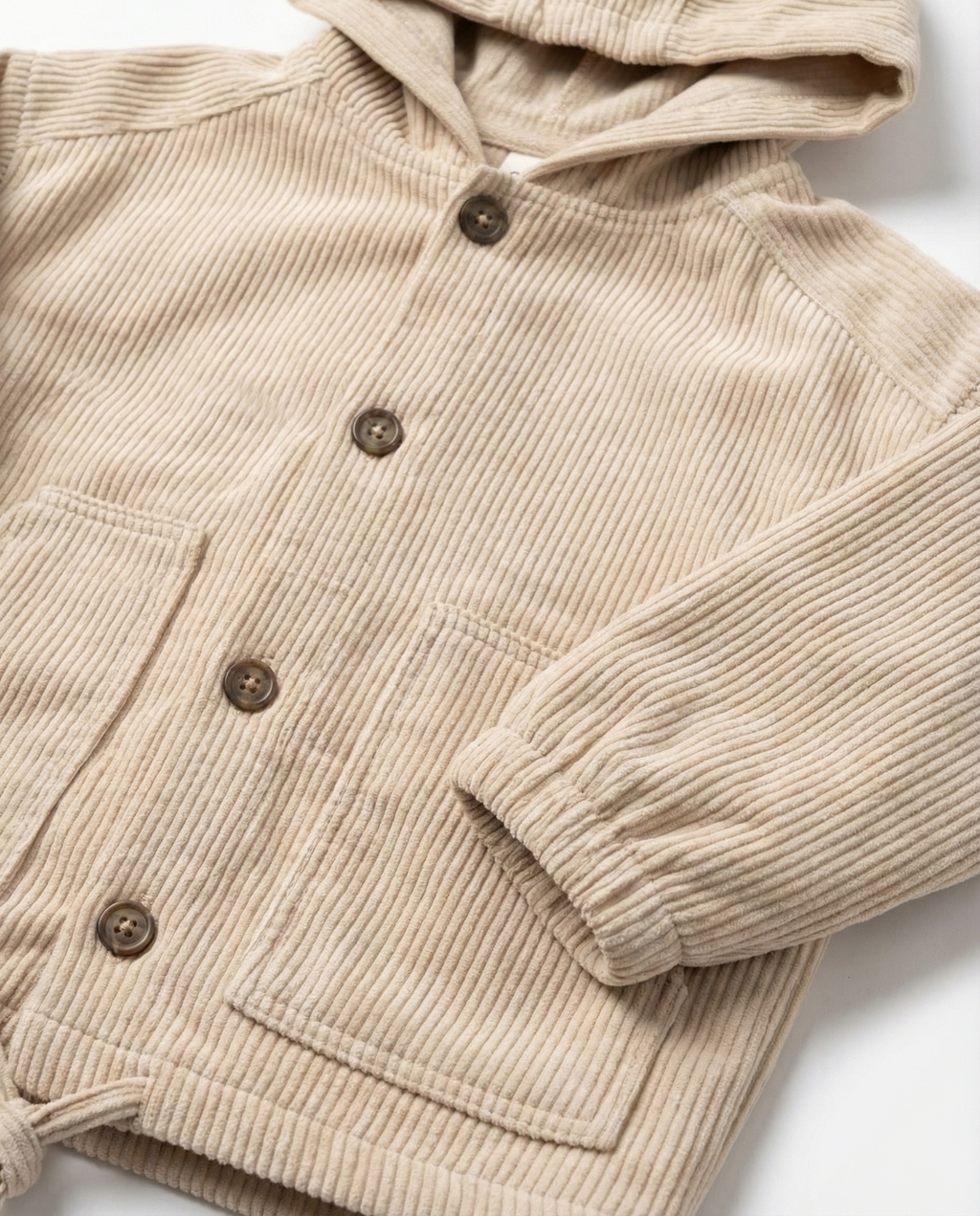 Baby Corduroy Hooded Set — Stone