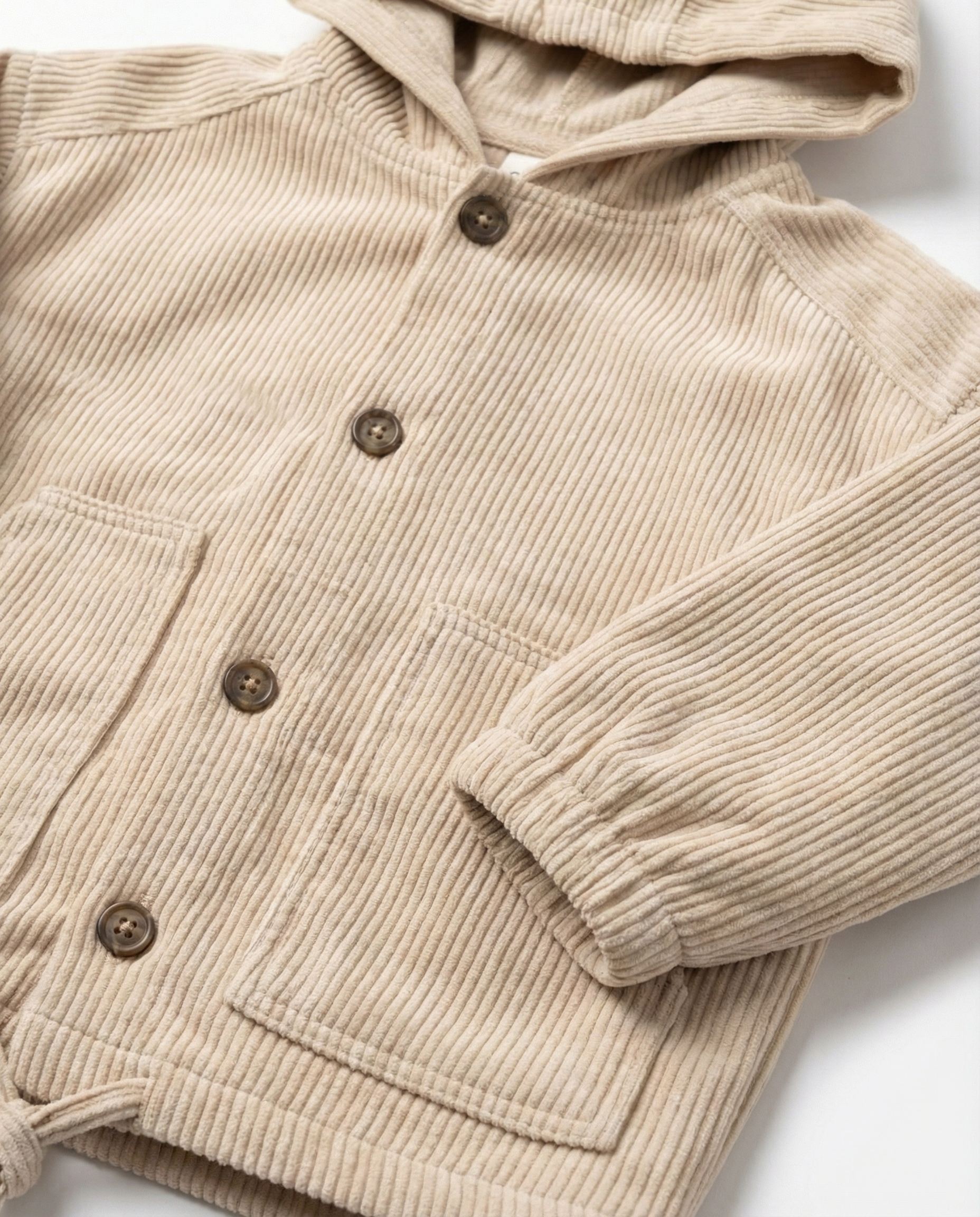 Baby Corduroy Hooded Set — Stone