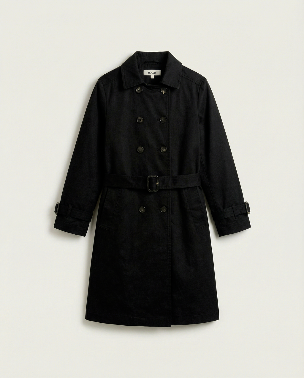 Double-Breasted Trench Coat – Black