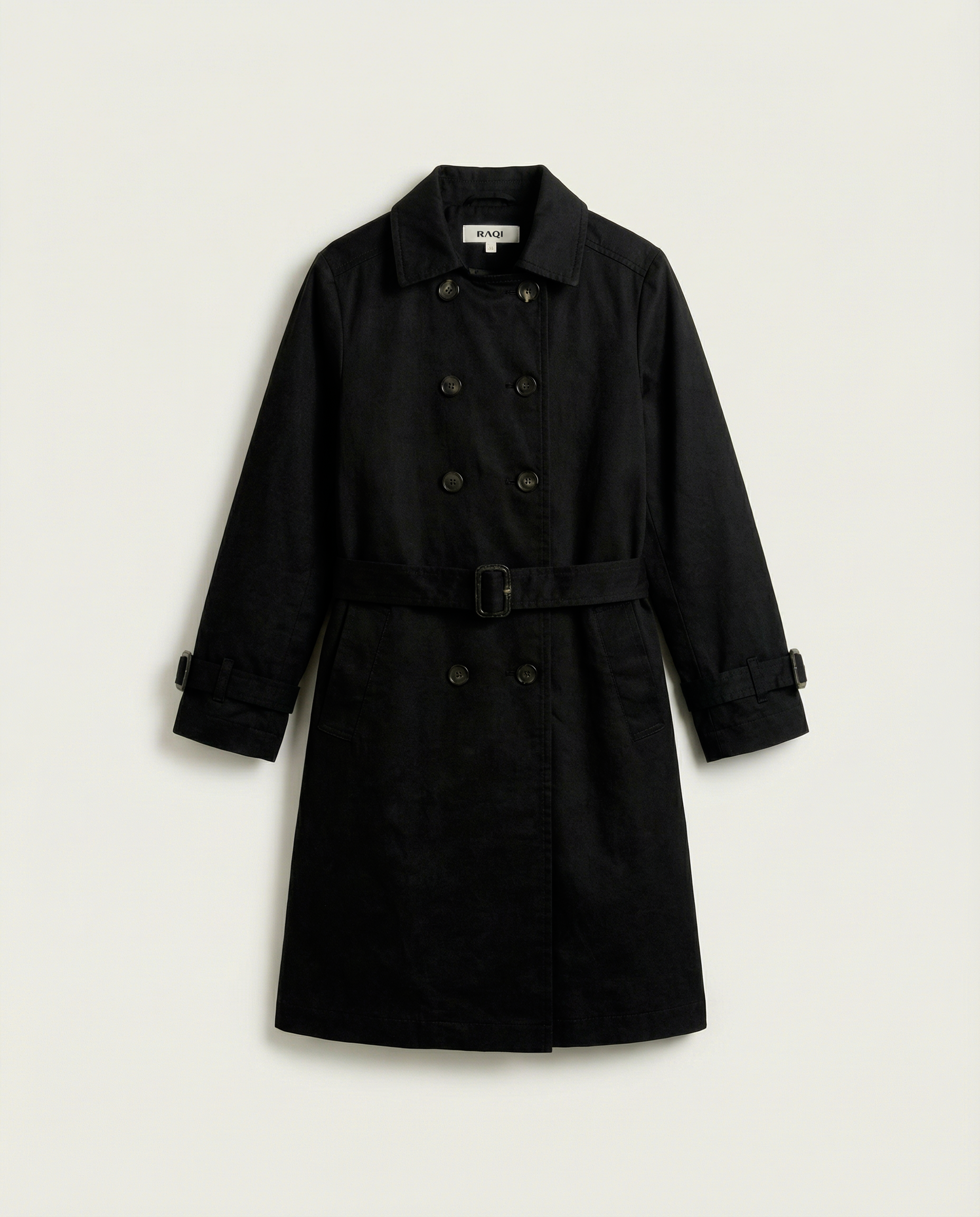 Double-Breasted Trench Coat – Black