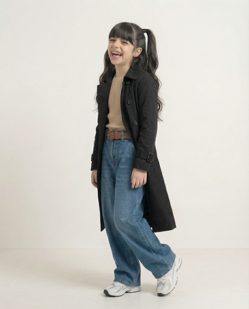 Double-Breasted Trench Coat – Black