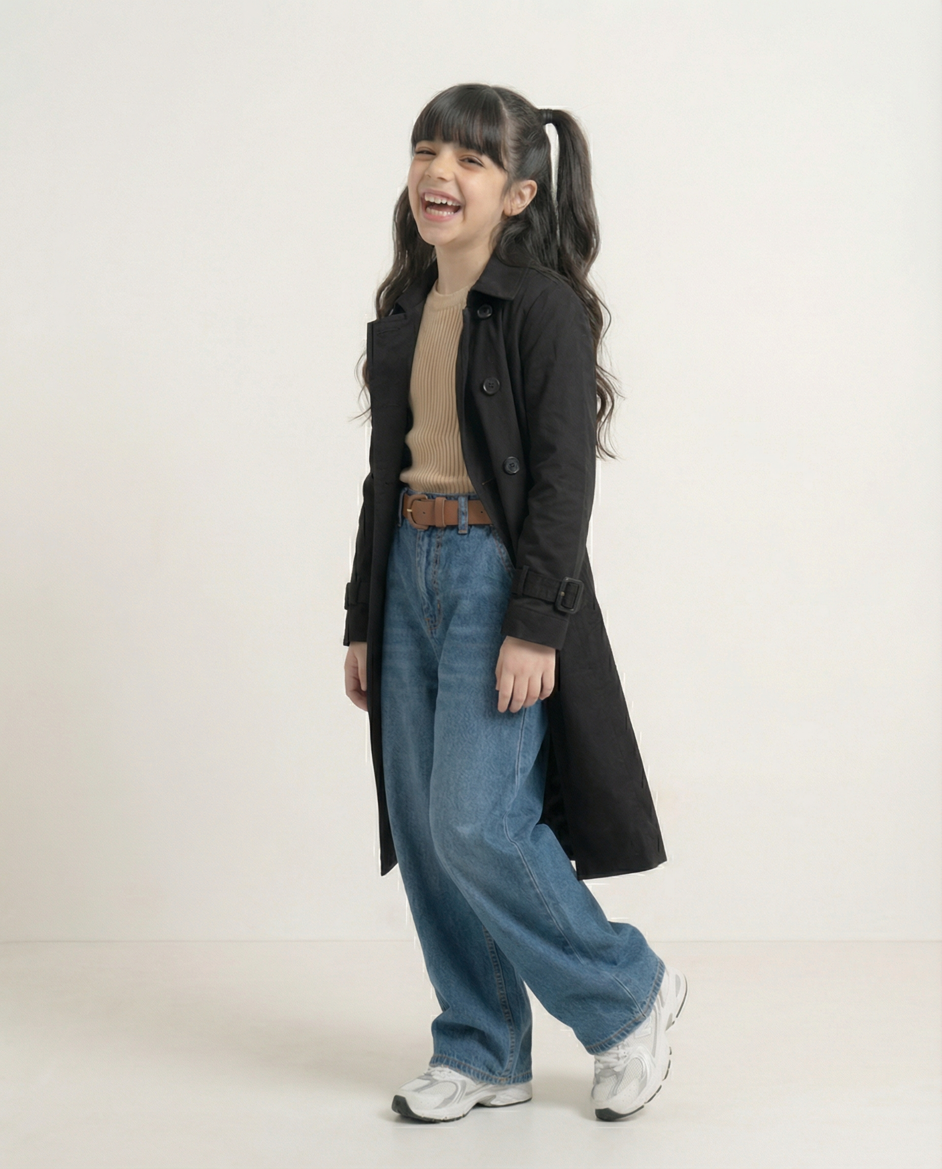 Double-Breasted Trench Coat – Black