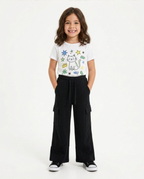 Girls Wide-Leg Cargo Pants — Black