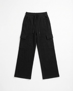 Girls Wide-Leg Cargo Pants — Black