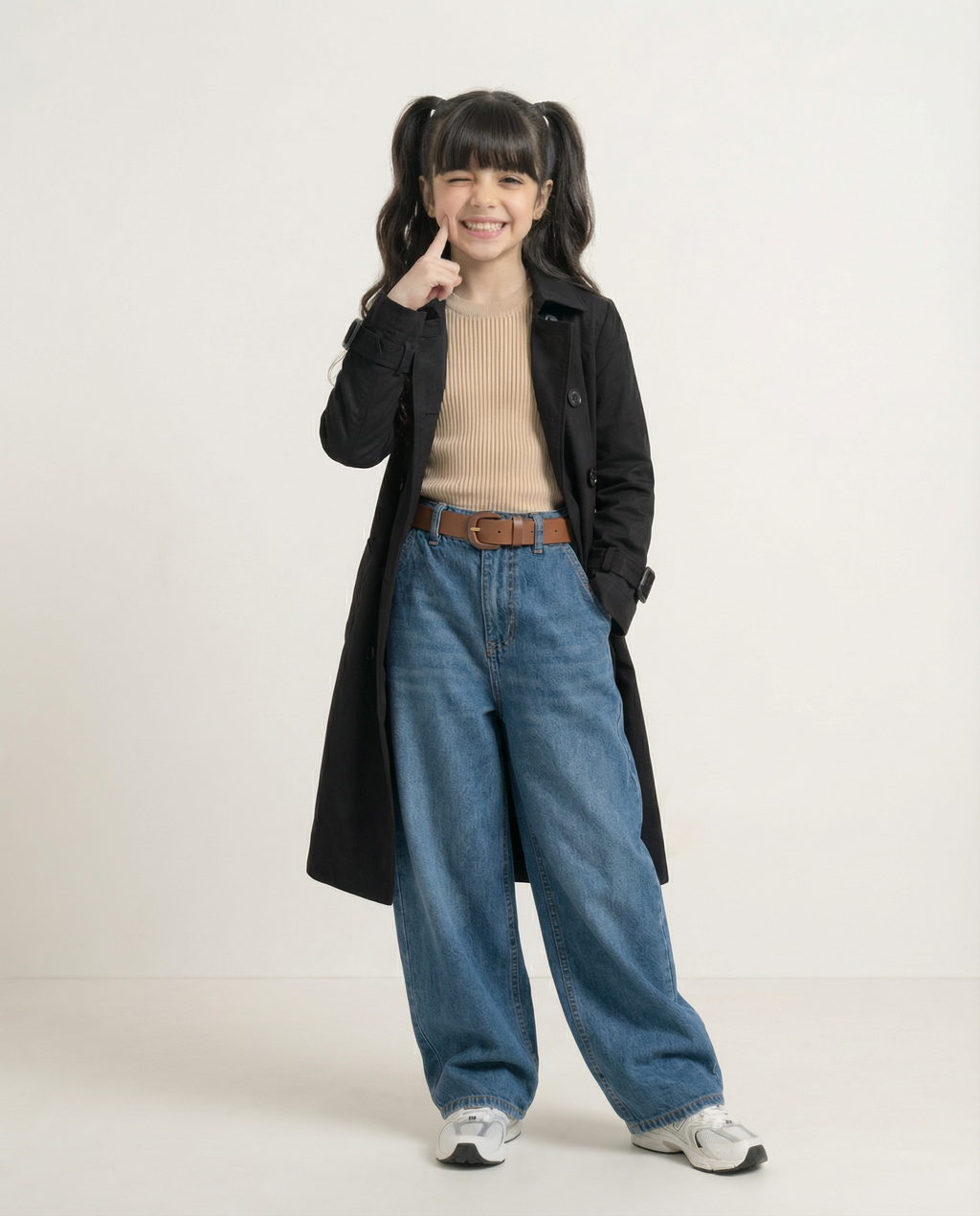 Double-Breasted Trench Coat – Black