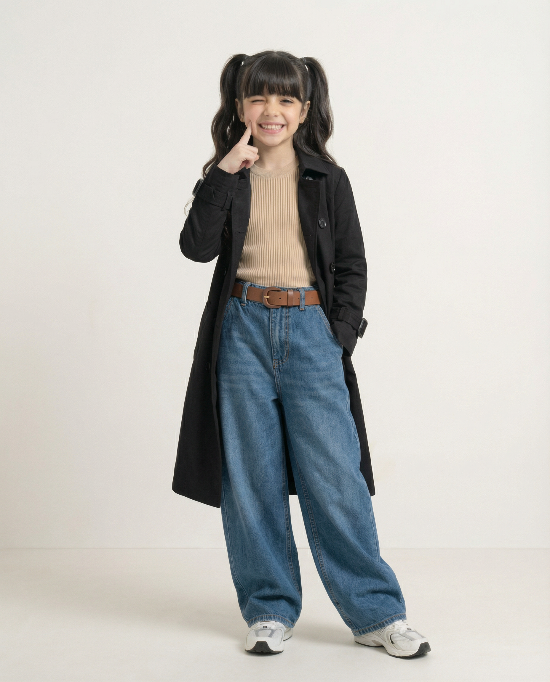 Double-Breasted Trench Coat – Black