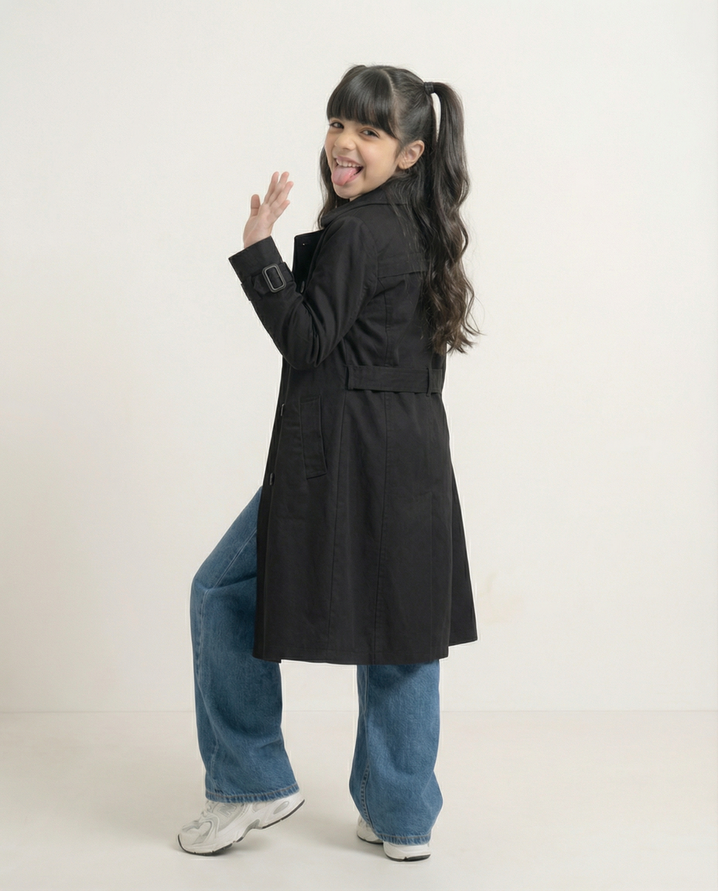 Double-Breasted Trench Coat – Black