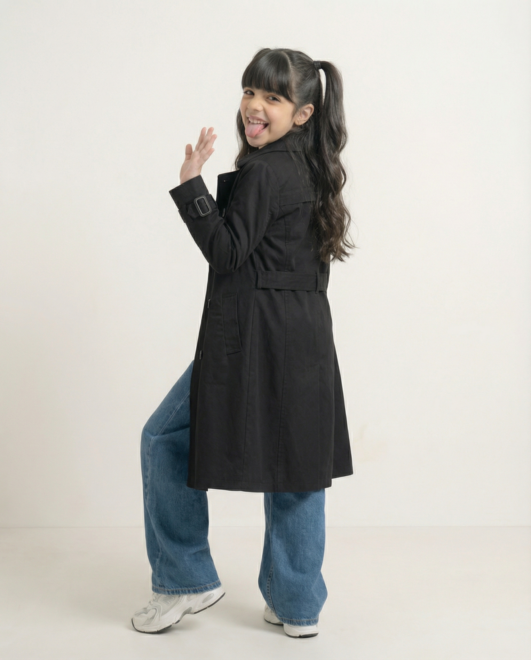 Double-Breasted Trench Coat – Black