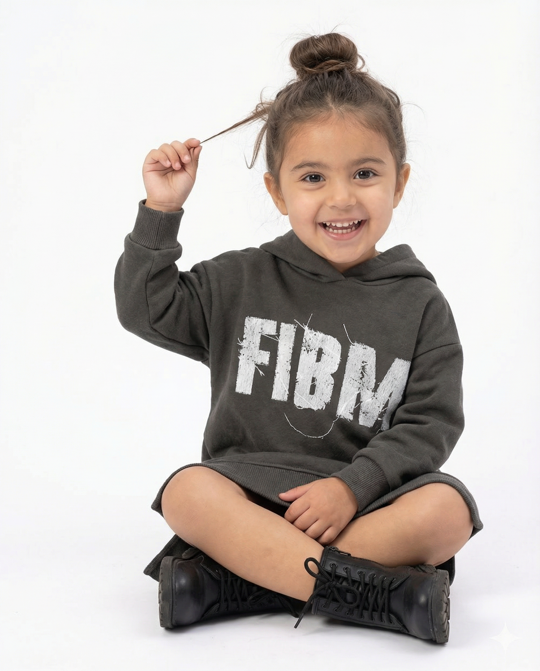 Girls FIBM Hoodie Dress — Black