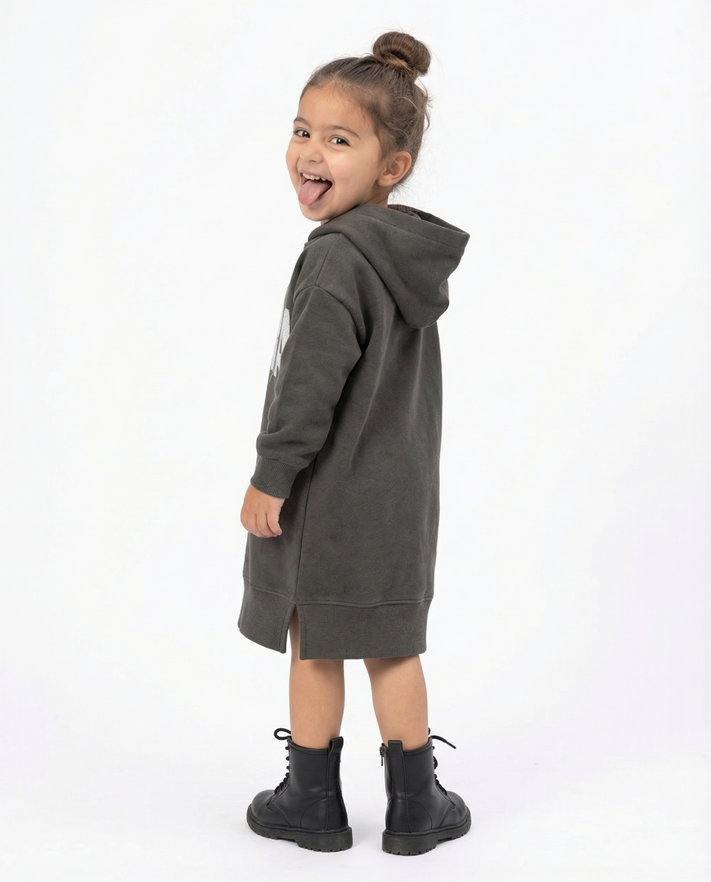 Girls FIBM Hoodie Dress — Black