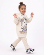Girls Unicorn Graphic Hoodie — Cream