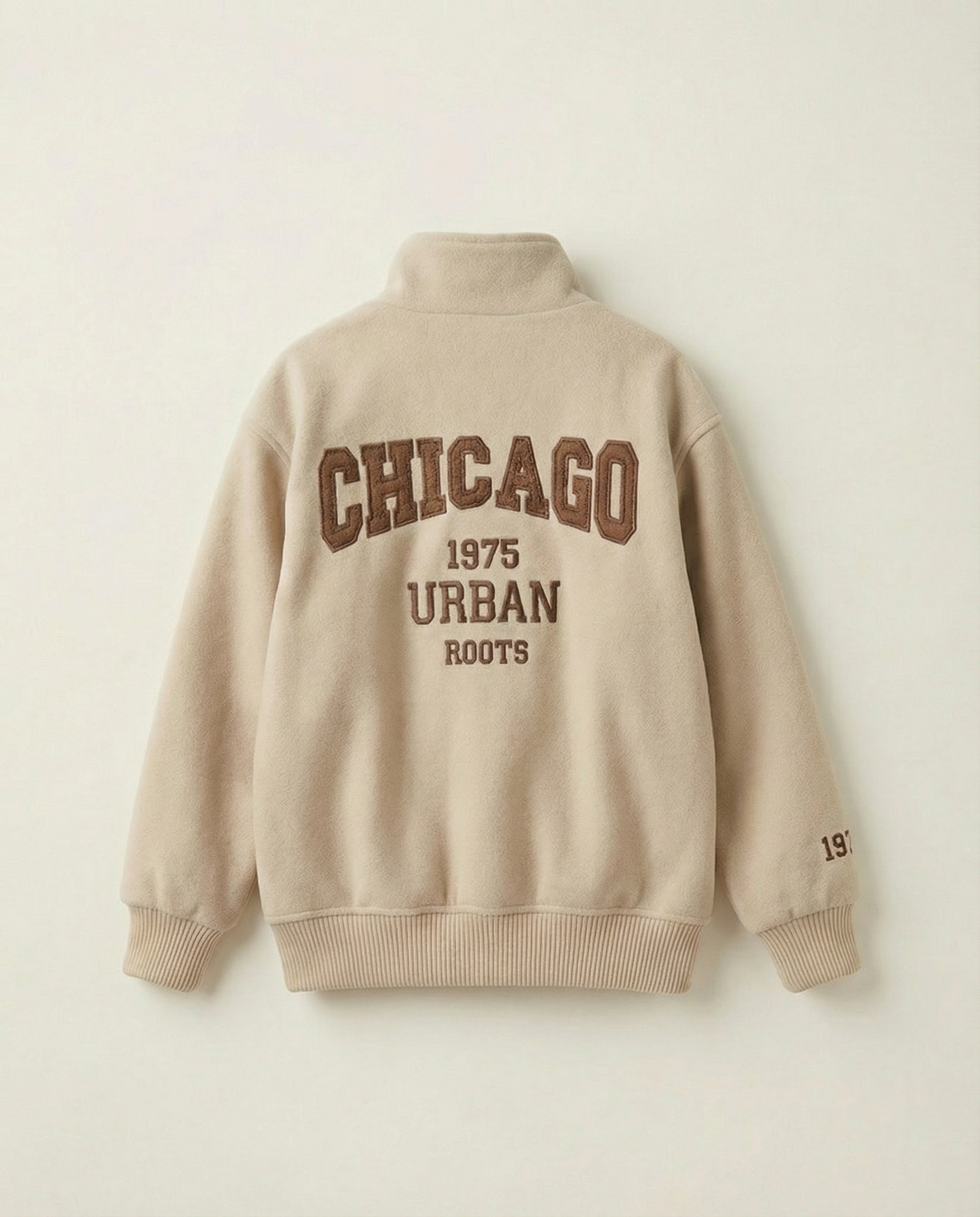 Urban Roots Embroidered Bomber Jacket – Beige