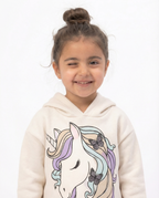 Girls Unicorn Graphic Hoodie — Cream