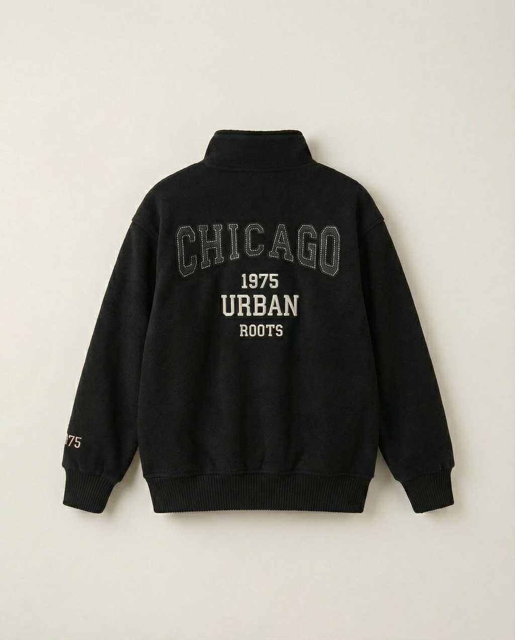 Urban Roots Embroidered Bomber Jacket – Black