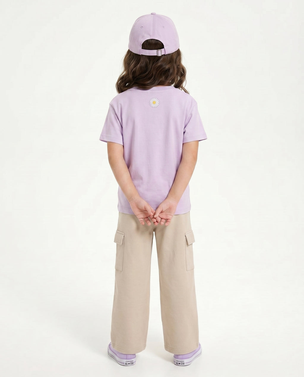 Girls Wide-Leg Cargo Trousers — Stone