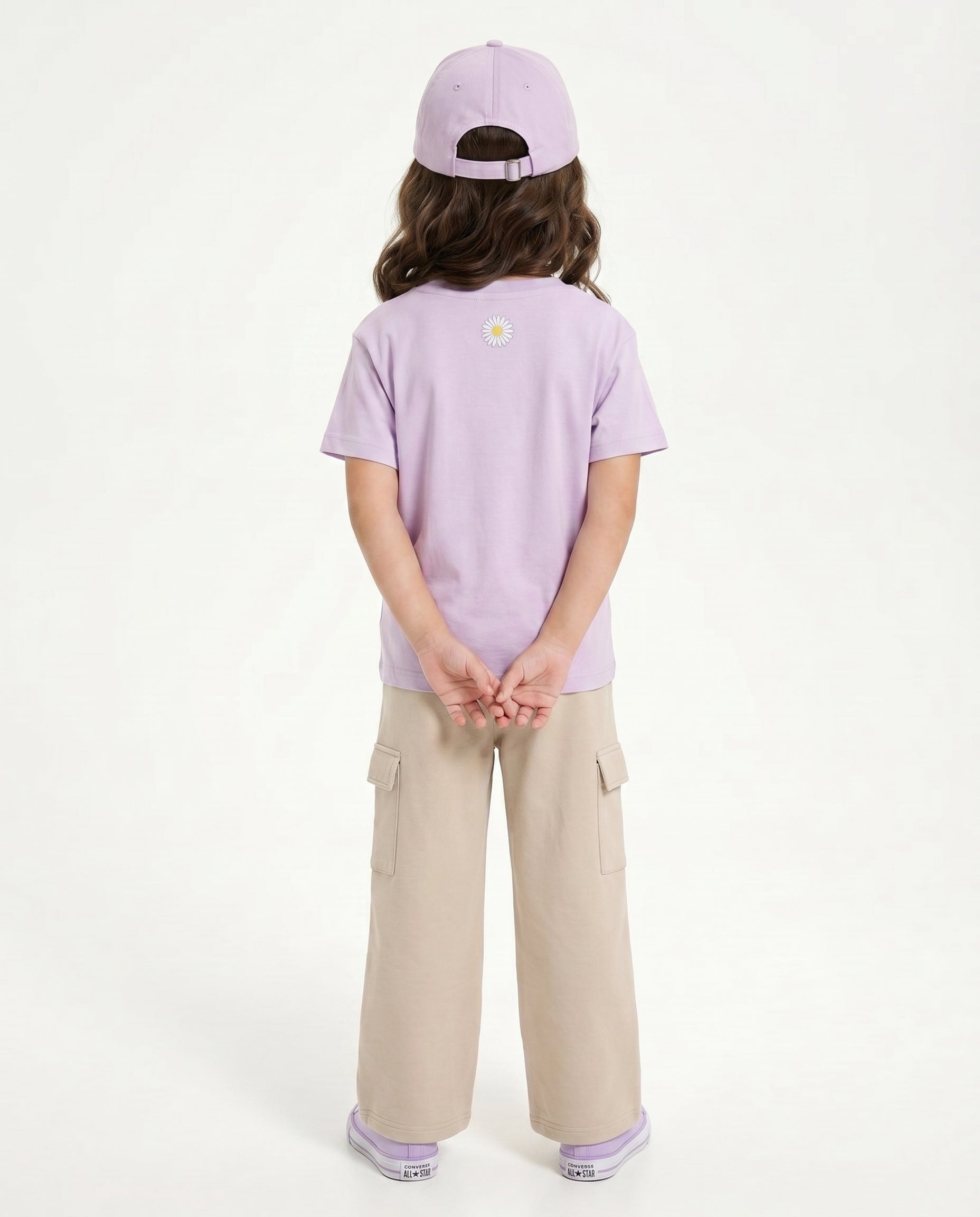 Girls Wide-Leg Cargo Trousers — Stone