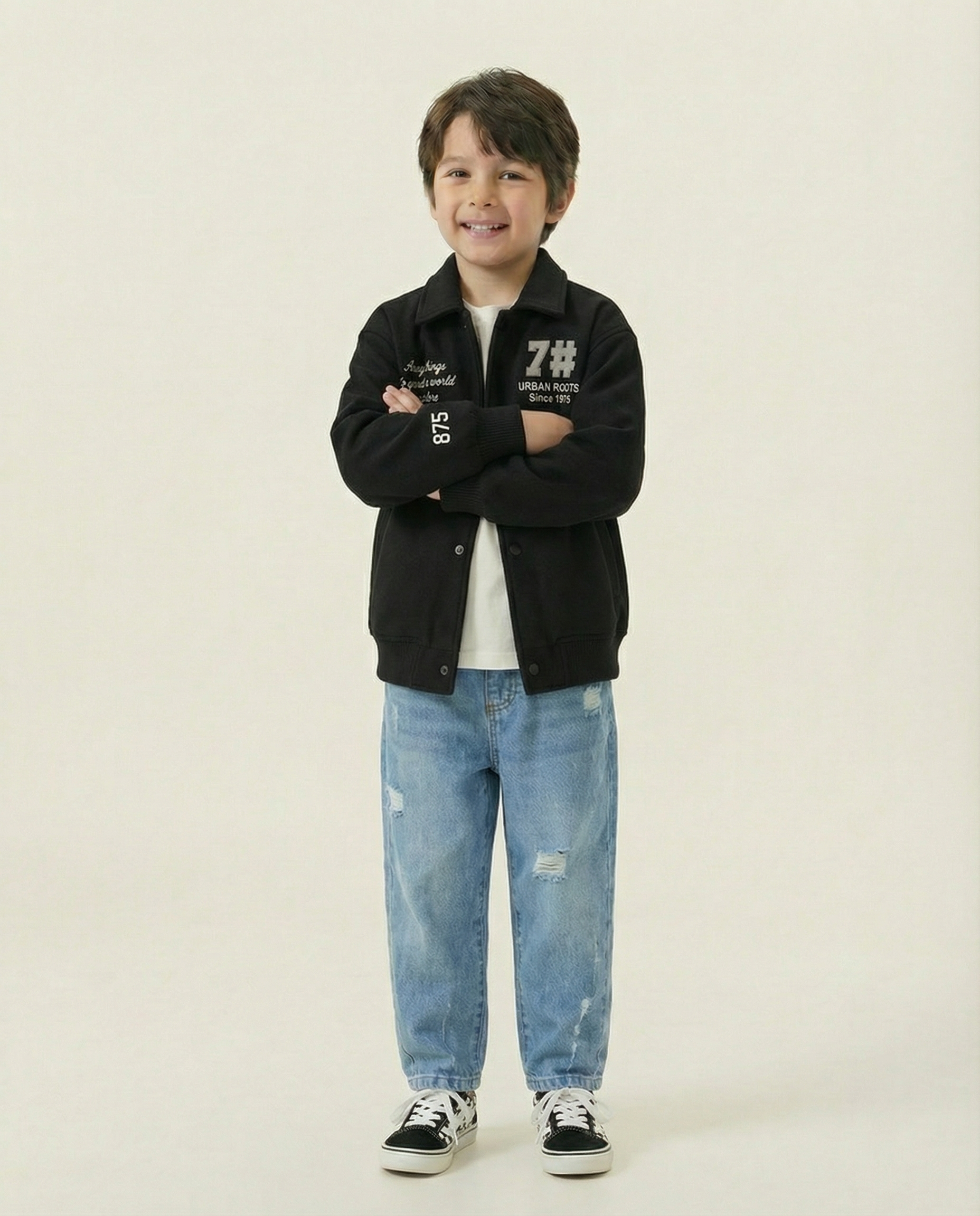 Urban Roots Embroidered Bomber Jacket – Black