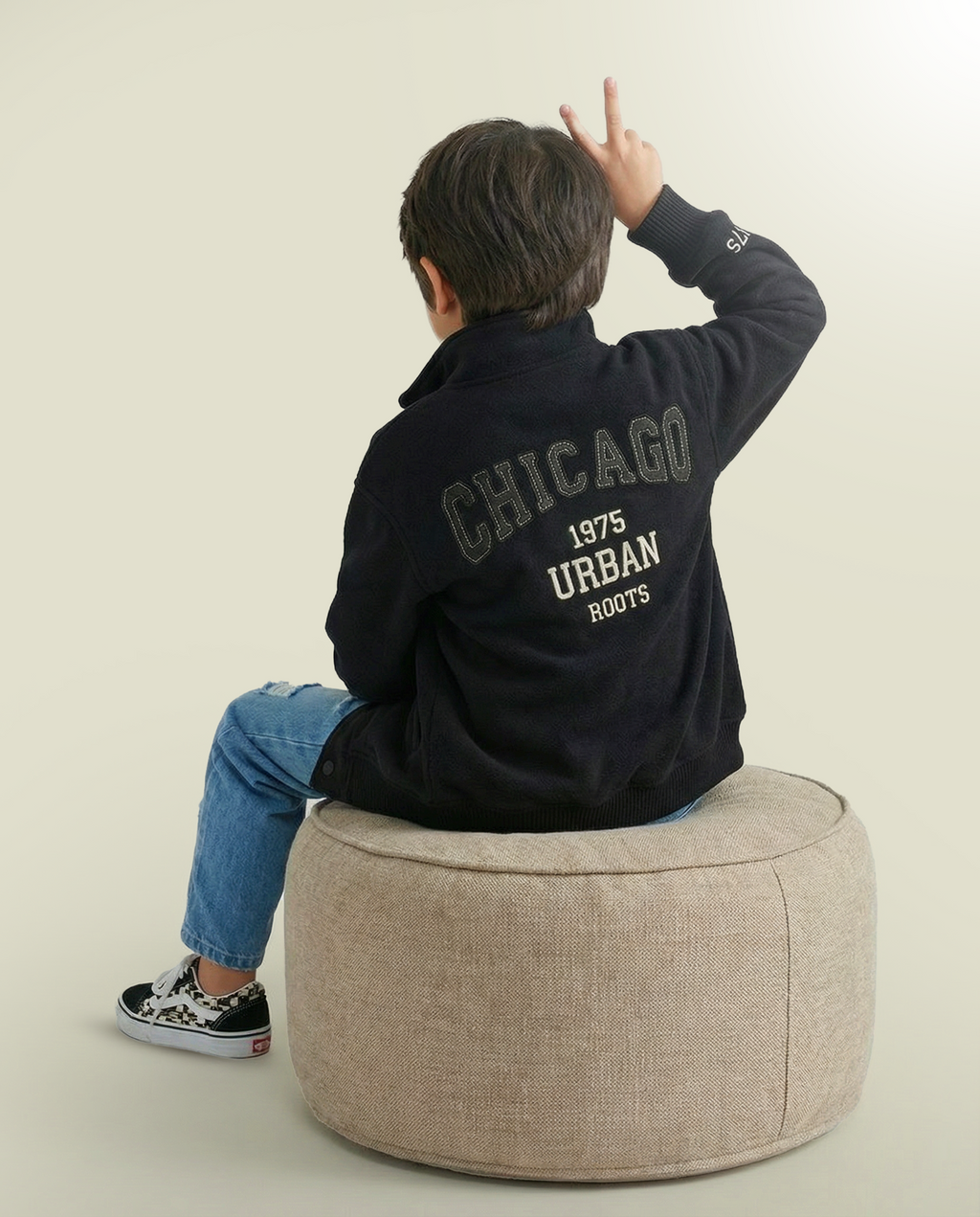 Urban Roots Embroidered Bomber Jacket – Black