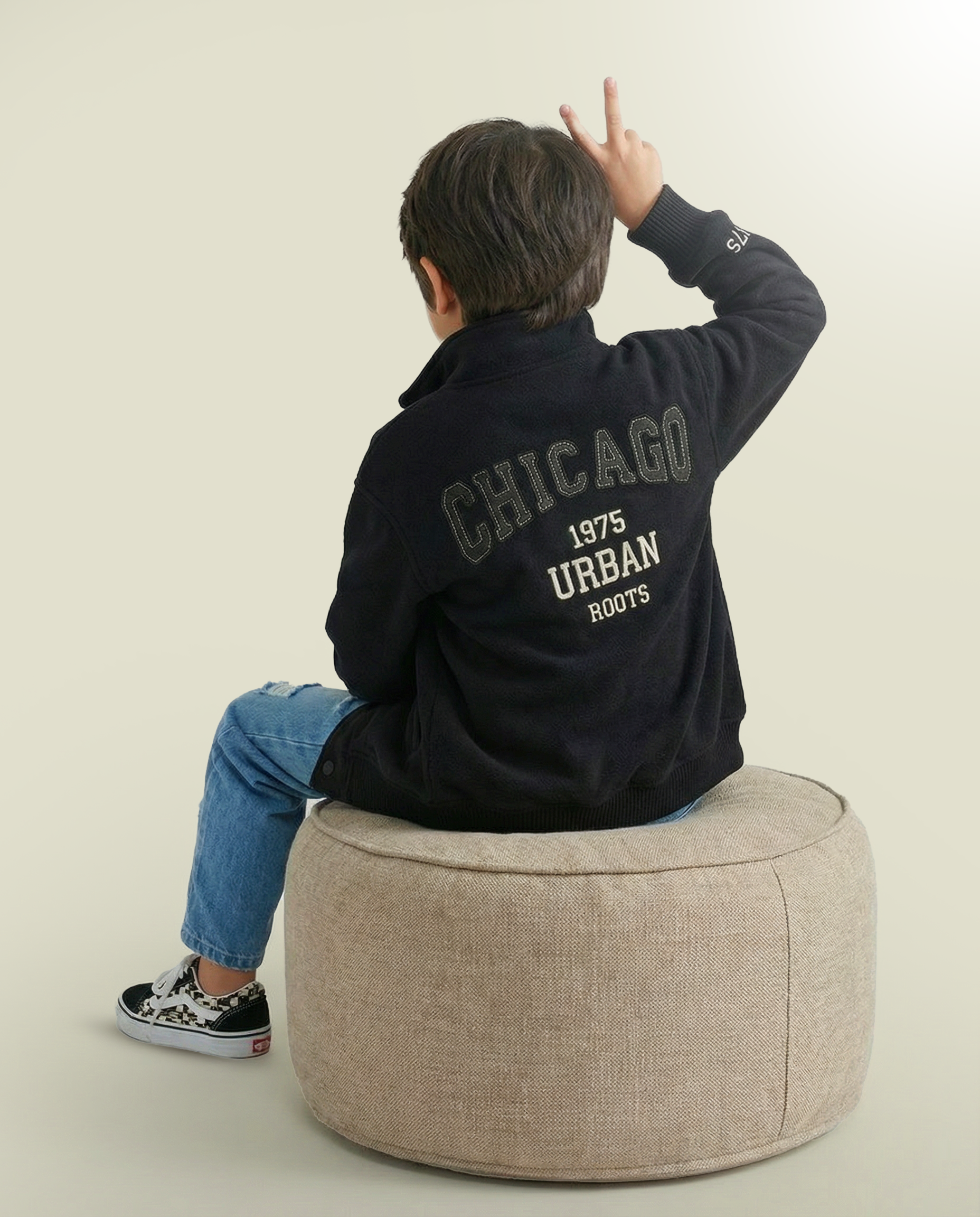 Urban Roots Embroidered Bomber Jacket – Black