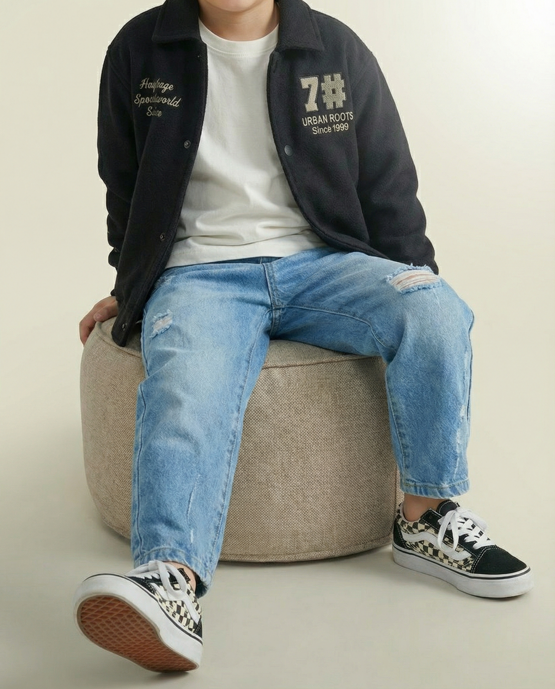 Urban Roots Embroidered Bomber Jacket – Black