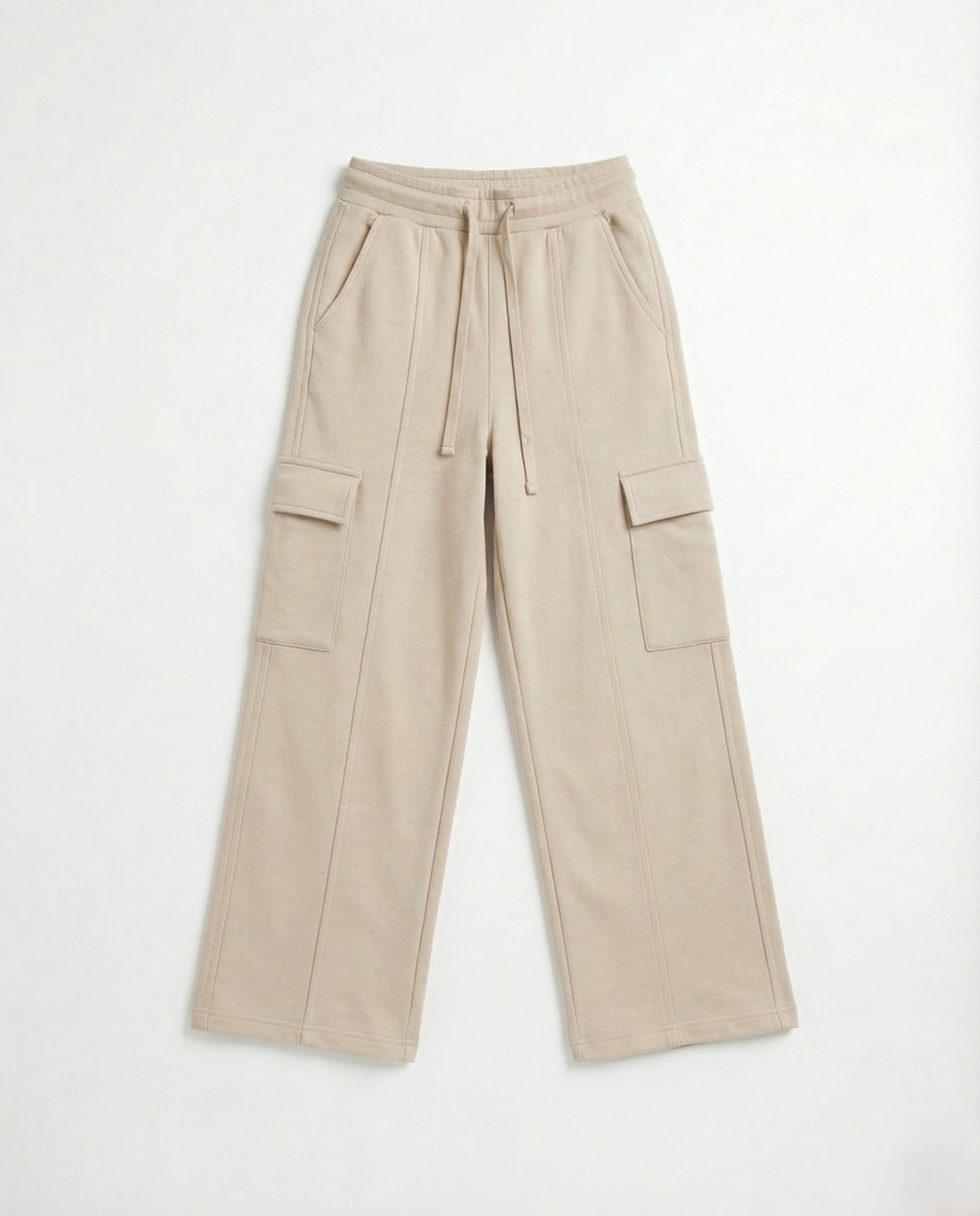 Girls Wide-Leg Cargo Trousers — Stone