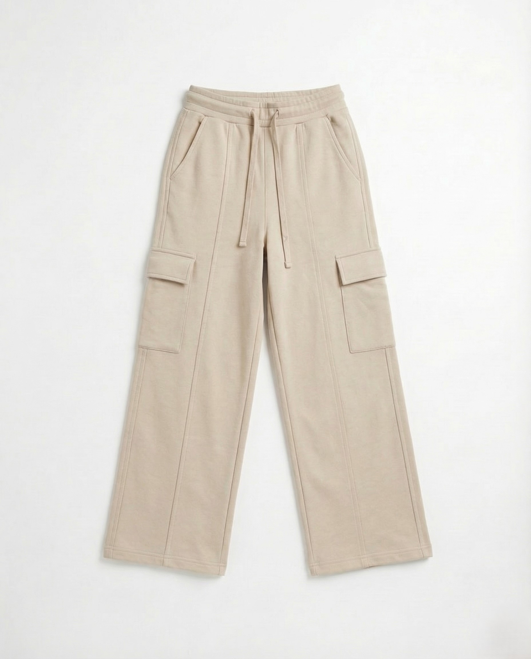 Girls Wide-Leg Cargo Trousers — Stone