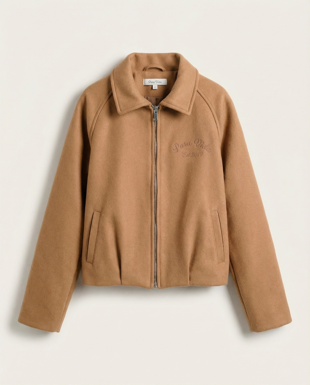 Cropped Wool-Blend Zip Jacket – Camel