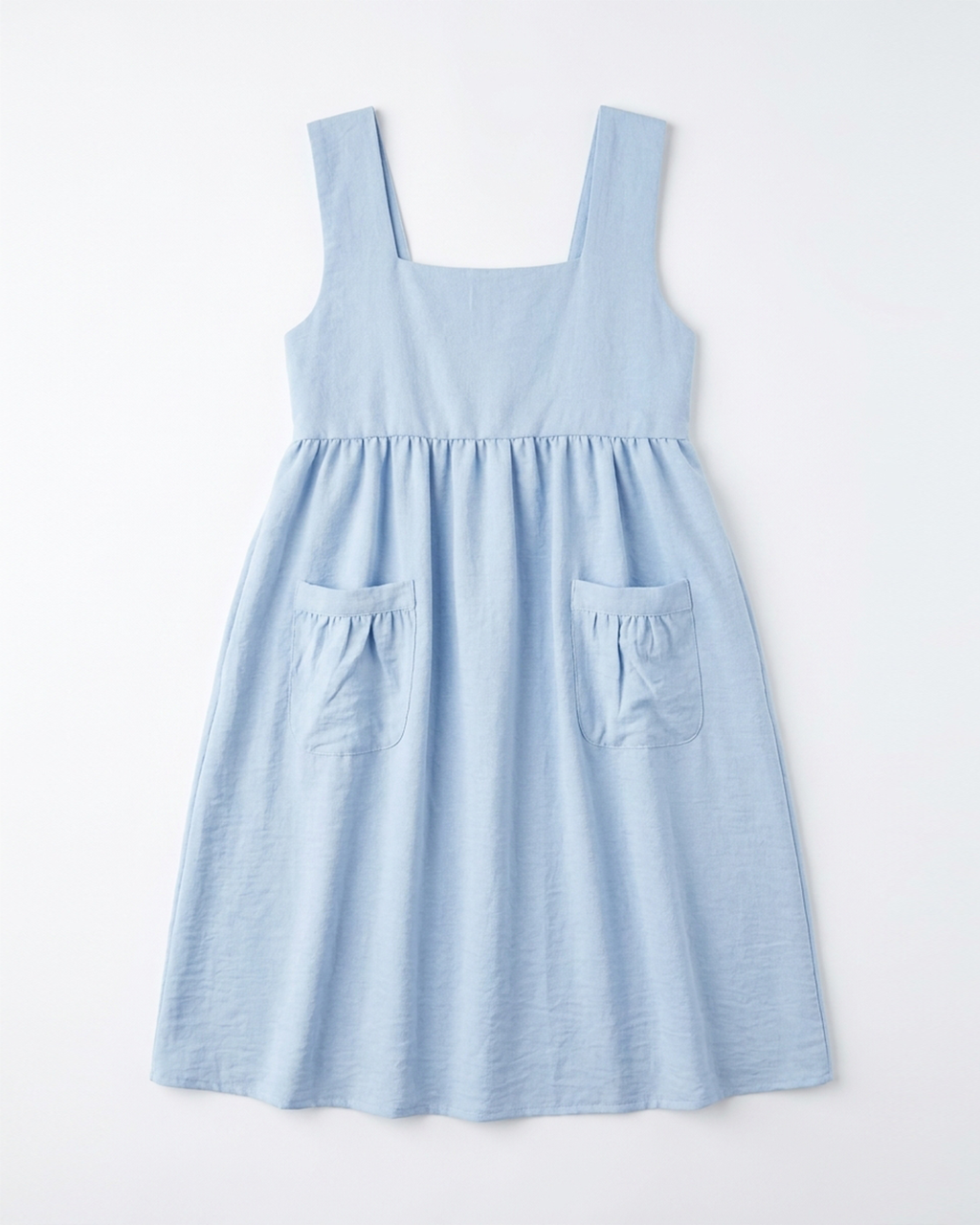 Square Neck Pocket Dress — Sky Blue
