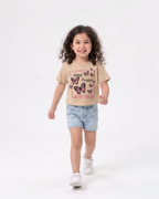 Think Positive Good Vibes Graphic Crop Tee — Beige