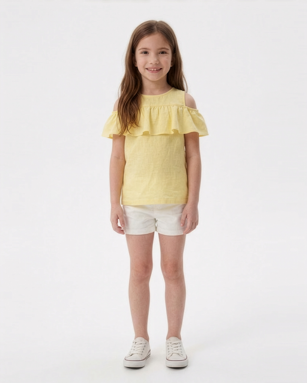 Cold Shoulder Ruffle Dress — Yellow | Girls