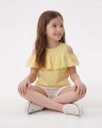 Cold Shoulder Ruffle Dress — Yellow | Girls