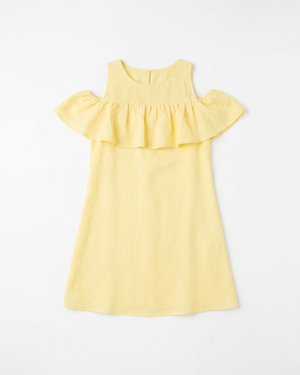 Cold Shoulder Ruffle Dress — Yellow | Girls