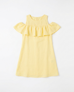 Cold Shoulder Ruffle Dress — Yellow | Girls