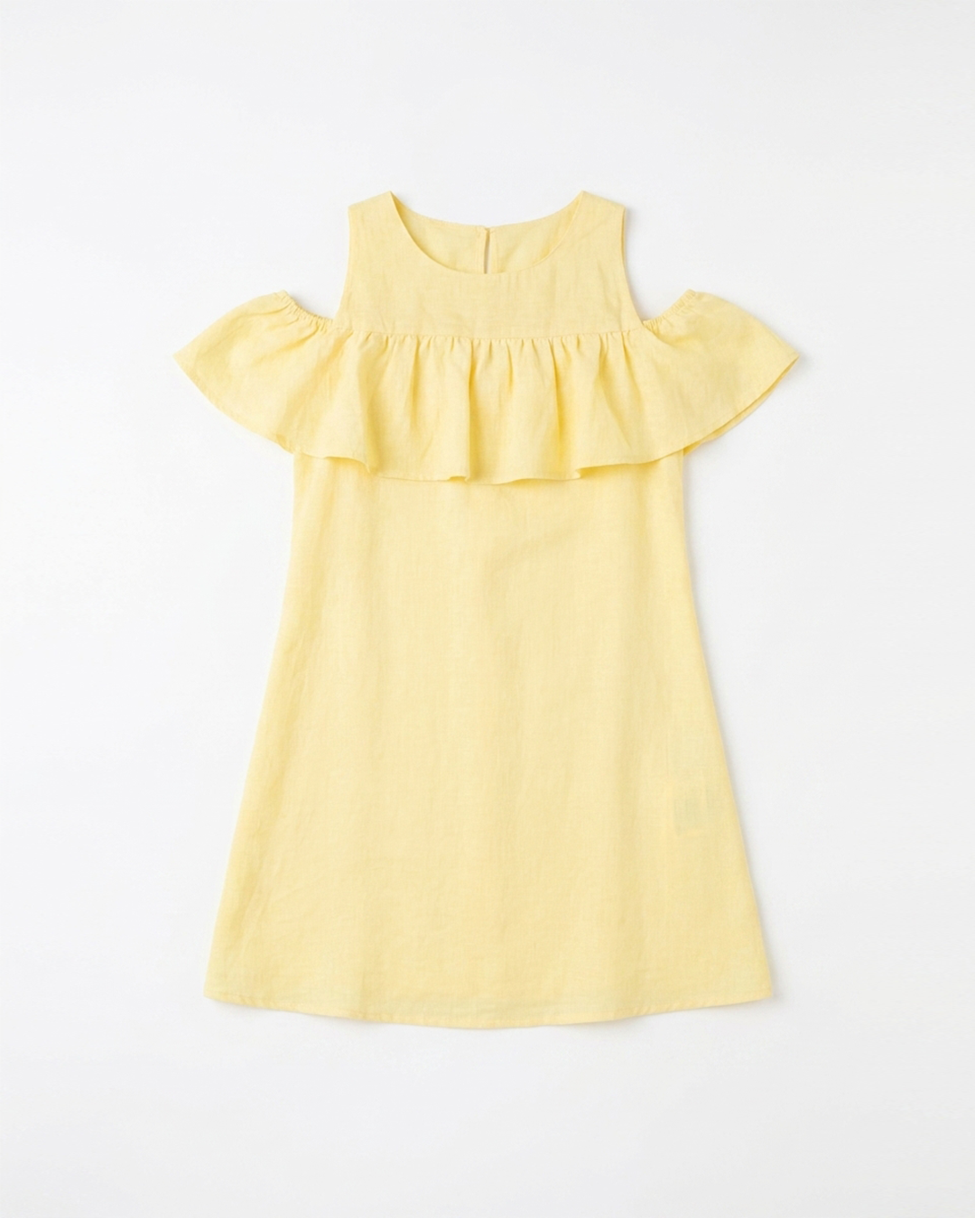 Cold Shoulder Ruffle Dress — Yellow | Girls