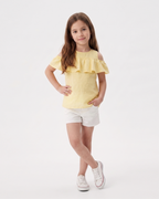 Cold Shoulder Ruffle Dress — Yellow | Girls