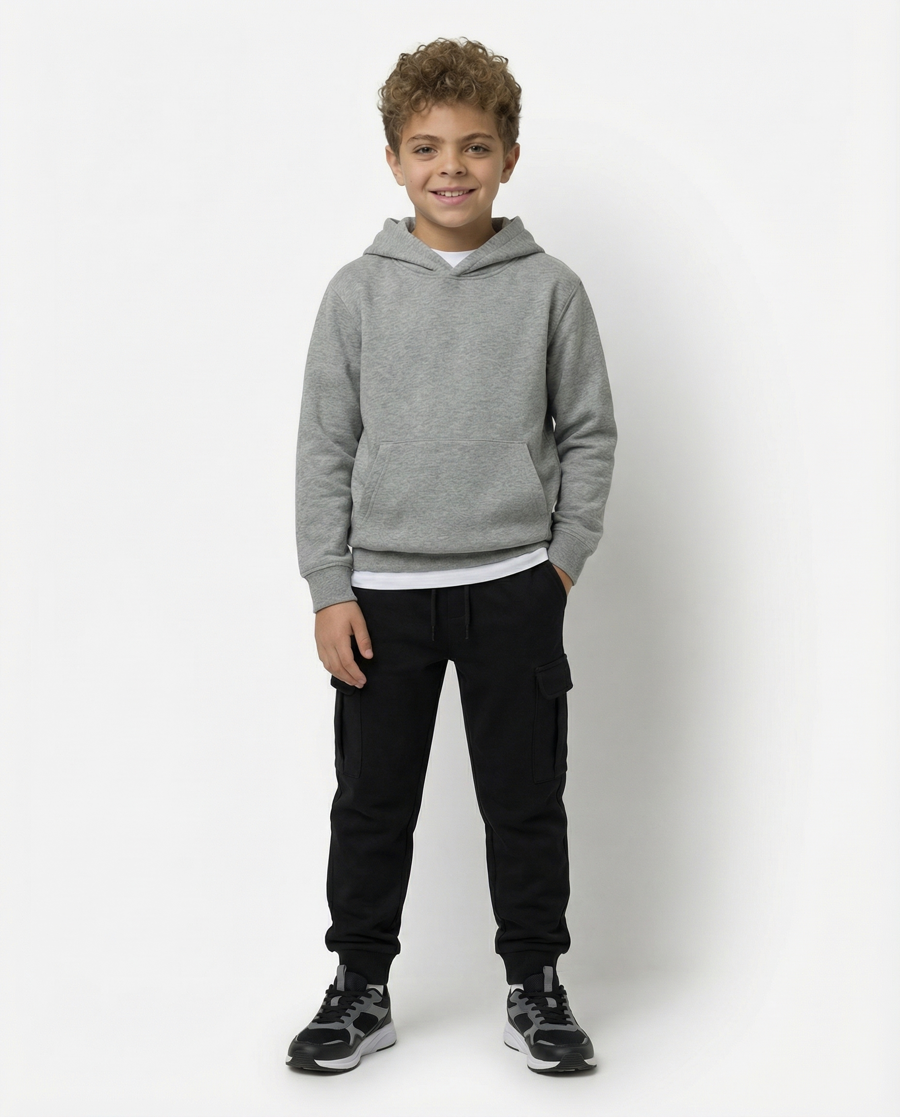 Boys Cargo Sweatpants — Black