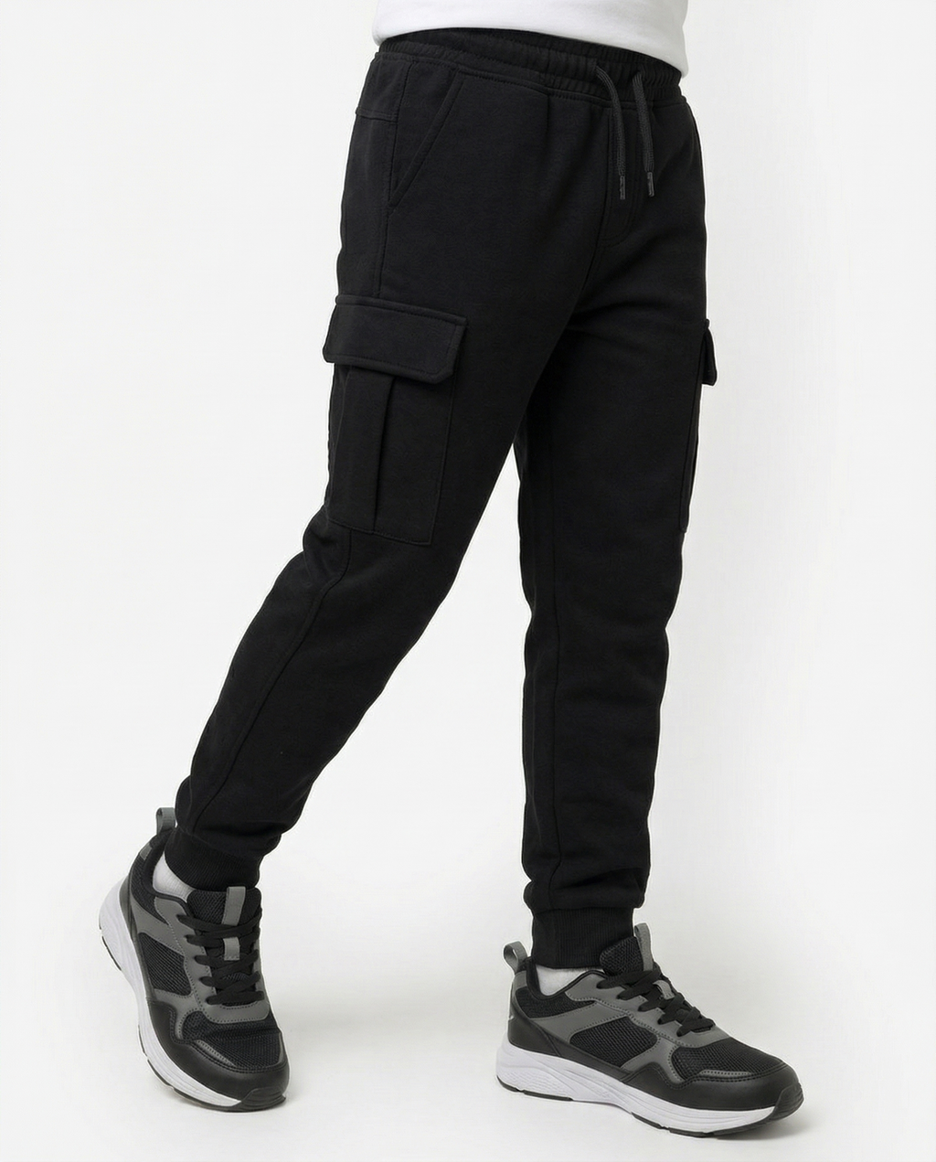 Boys Cargo Sweatpants — Black
