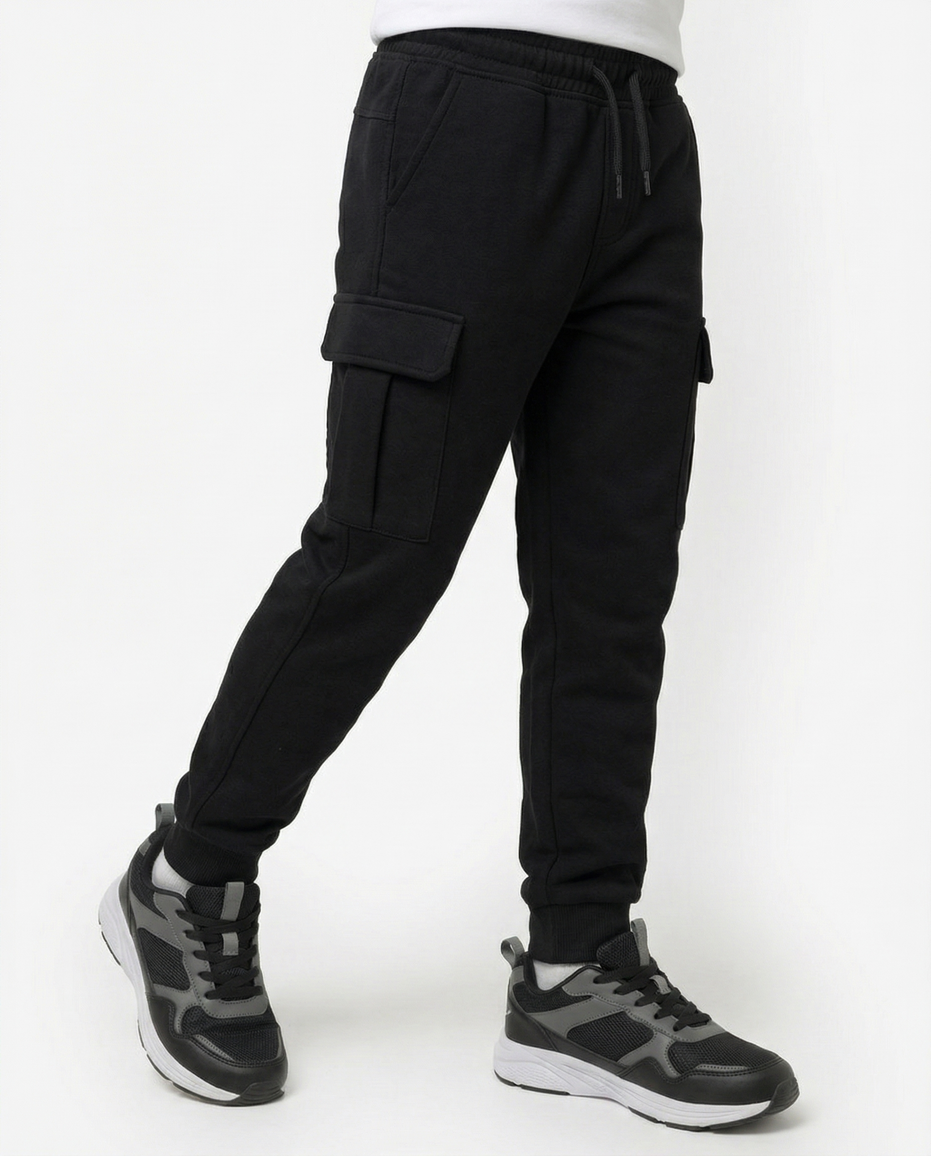 Boys Cargo Sweatpants — Black
