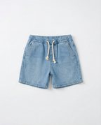 Boys Denim Drawstring Shorts — Light Blue