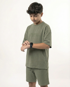 Boys T-Shirt & Shorts Set — Olive Green