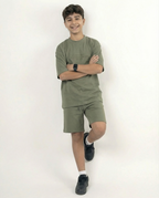 Boys T-Shirt & Shorts Set — Olive Green