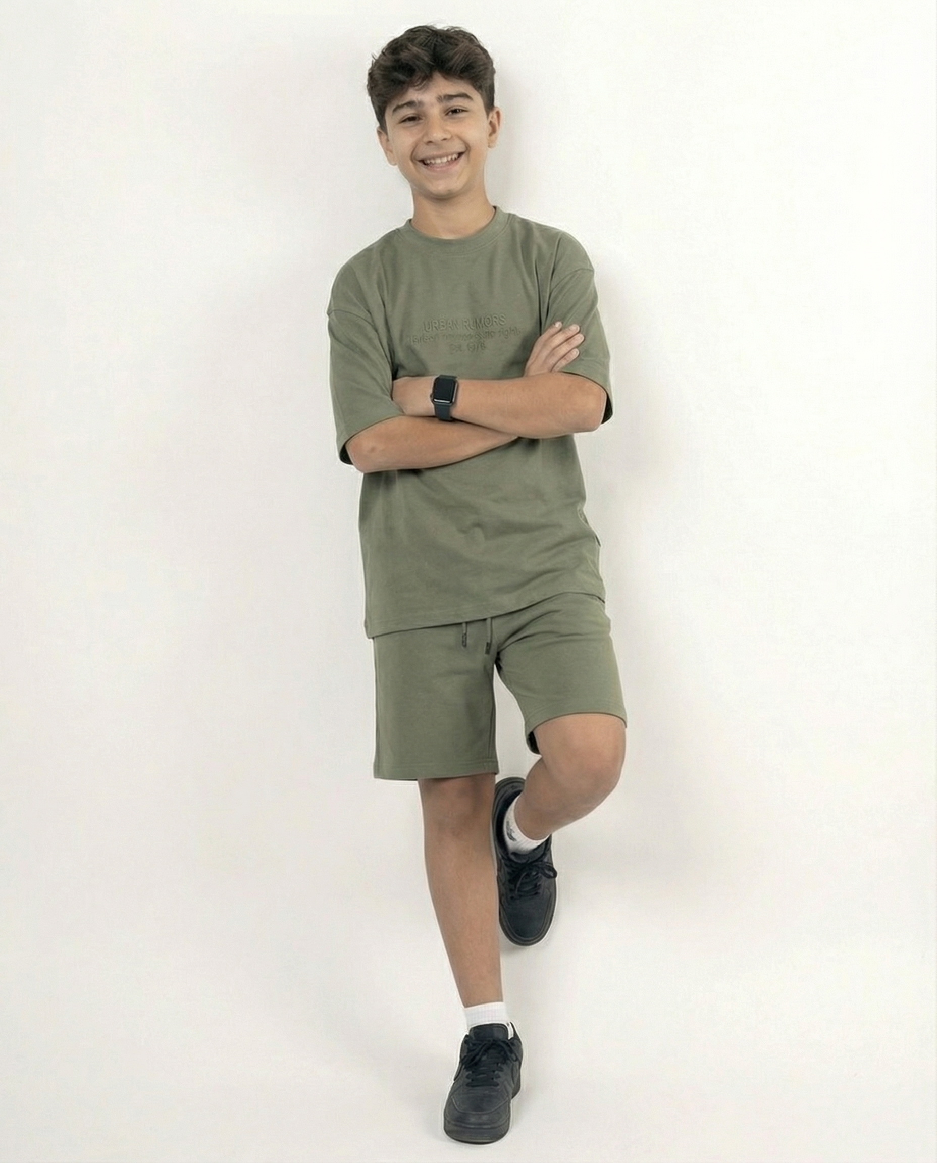 Boys T-Shirt & Shorts Set — Olive Green