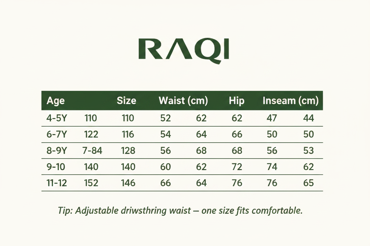 Size Chart - Girls Wide-Leg Cargo Trousers Stone