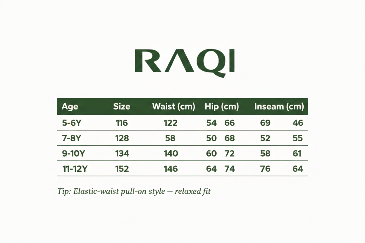 Size Chart - Girls Wide-Leg Utility Jeans Light Wash