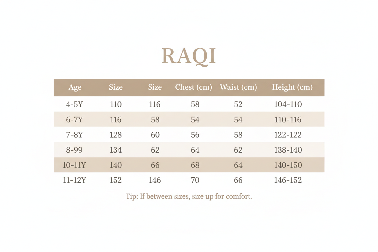Size Chart - RAQI Linen Resort Set